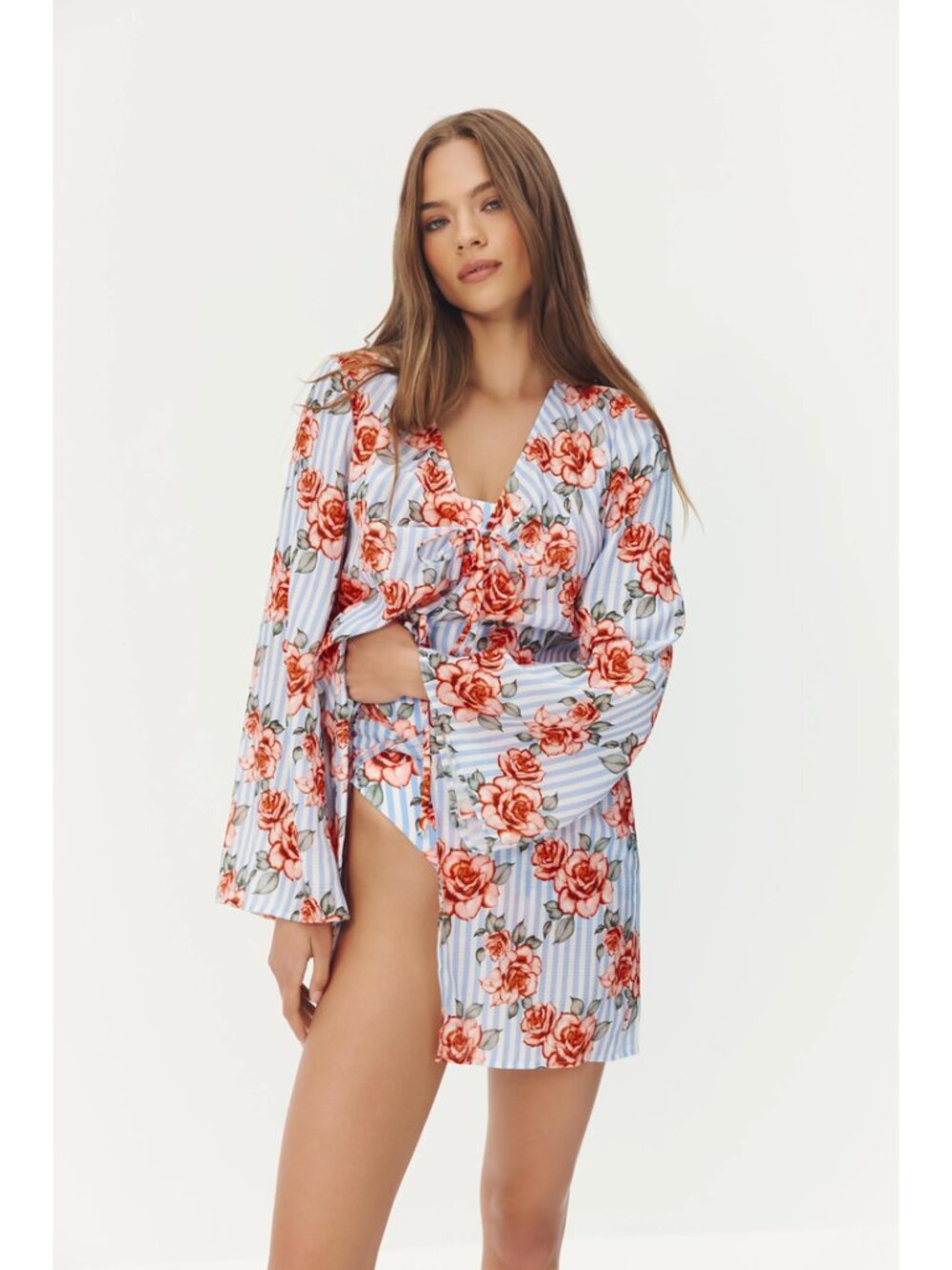 HUTCH Leila Cover-Up in Coral Strpd Grnd Spcs Rse Size Small NWT